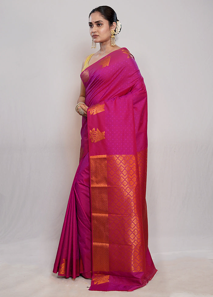 Pink Kanjivaram Silk Saree With Blouse Piece - Indian Silk House Agencies