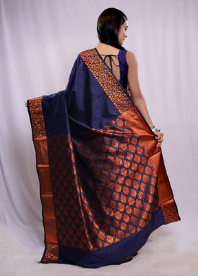 Blue Kanjivaram Silk Saree With Blouse Piece - Indian Silk House Agencies