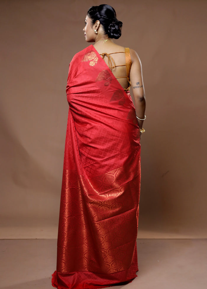 Red Kanjivaram Silk Saree With Blouse Piece - Indian Silk House Agencies