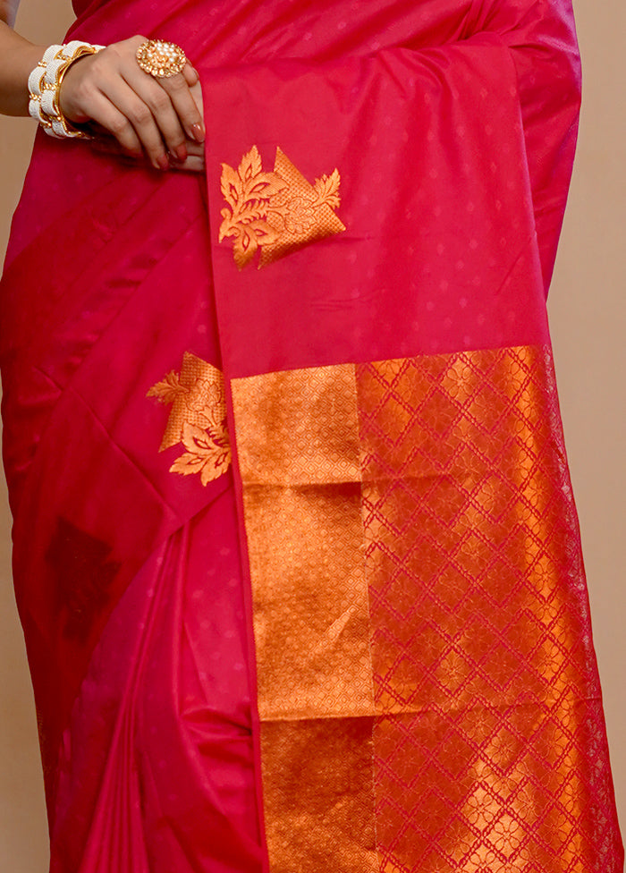 Pink Kanjivaram Silk Saree With Blouse Piece - Indian Silk House Agencies