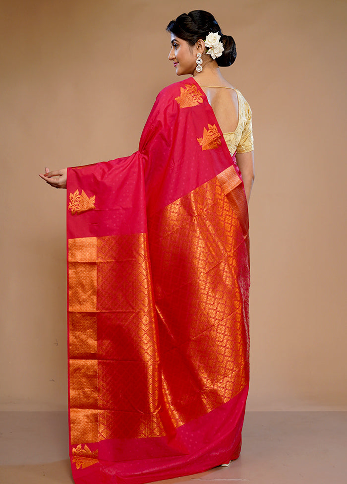 Pink Kanjivaram Silk Saree With Blouse Piece - Indian Silk House Agencies