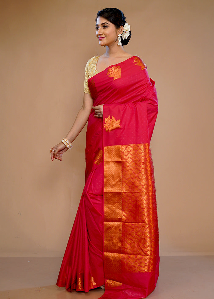 Pink Kanjivaram Silk Saree With Blouse Piece - Indian Silk House Agencies