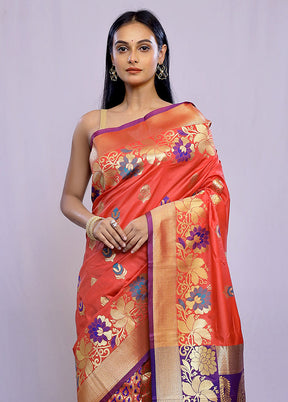 Pink Kanjivaram Silk Saree With Blouse Piece - Indian Silk House Agencies