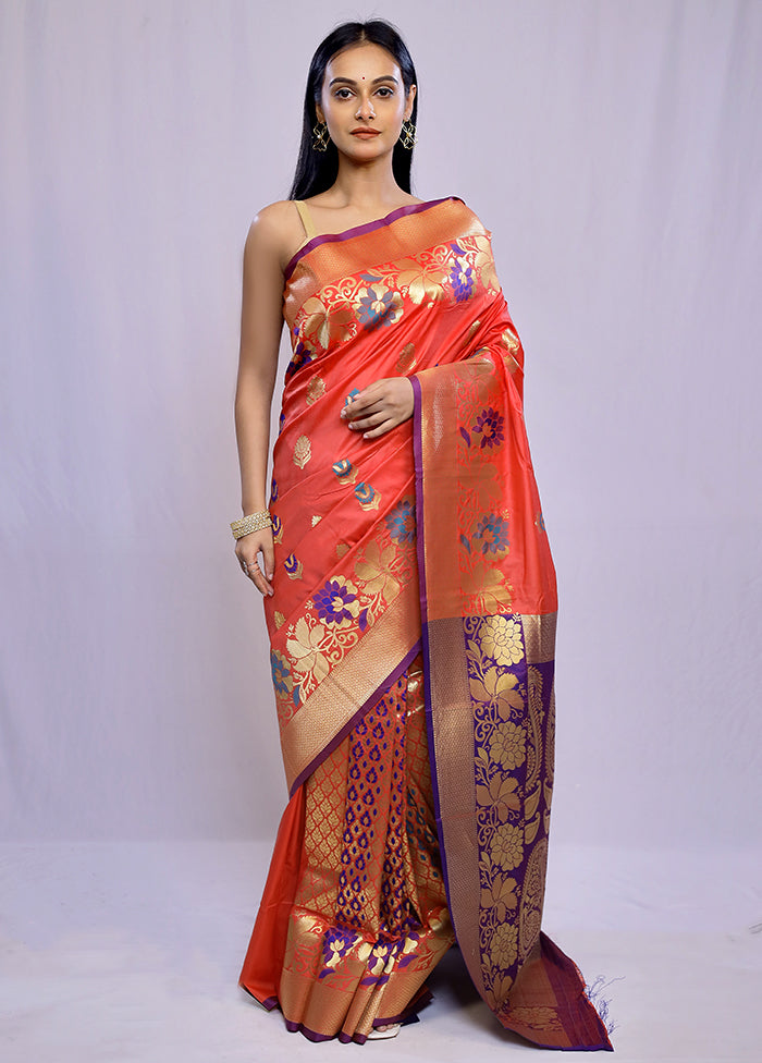 Pink Kanjivaram Silk Saree With Blouse Piece - Indian Silk House Agencies