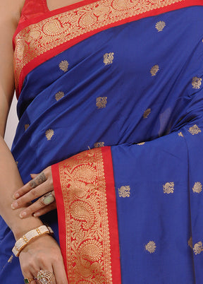 Blue Kanjivaram Silk Saree With Blouse Piece - Indian Silk House Agencies