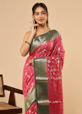 Pink Pure Cotton Saree With Blouse Piece