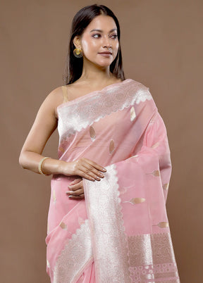 Pink Organza Saree With Blouse Piece - Indian Silk House Agencies