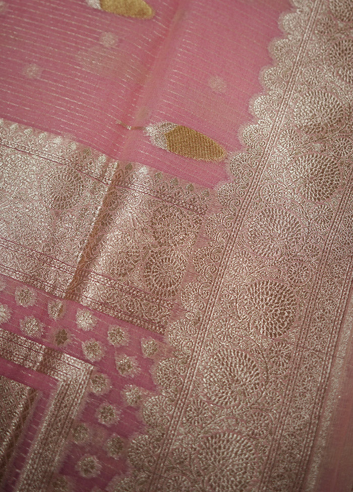 Pink Organza Saree With Blouse Piece - Indian Silk House Agencies