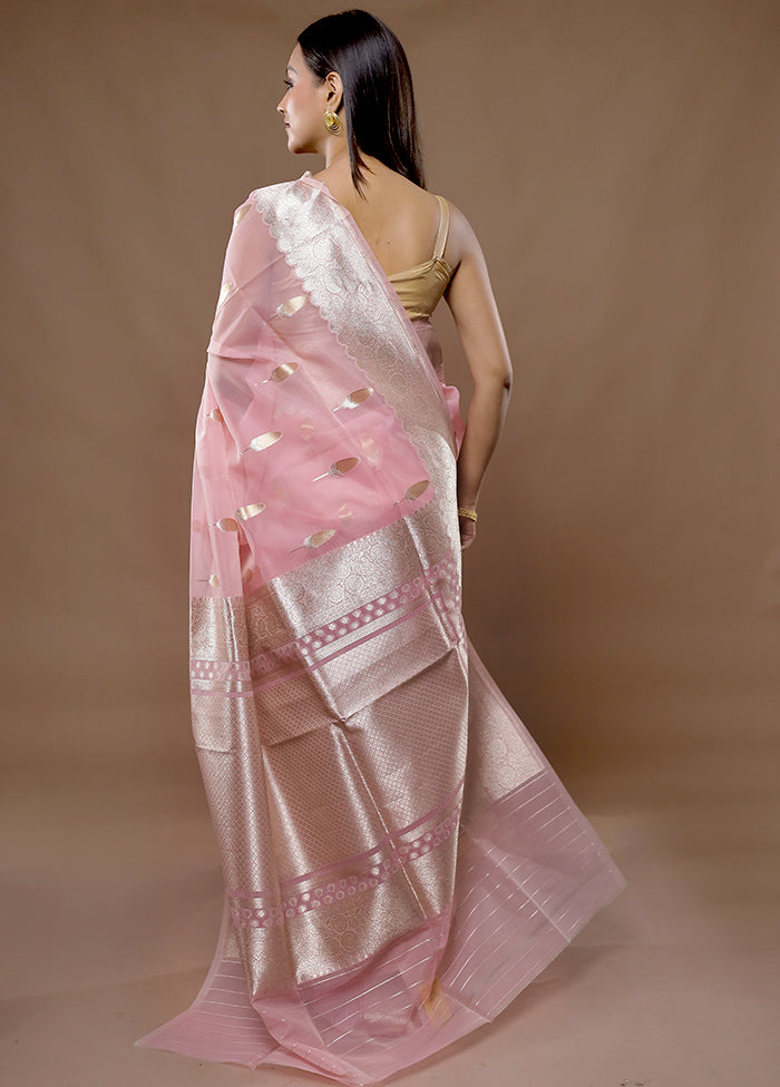 Pink Organza Saree With Blouse Piece - Indian Silk House Agencies