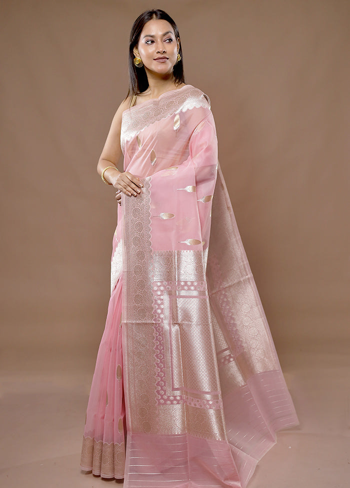 Pink Organza Saree With Blouse Piece - Indian Silk House Agencies