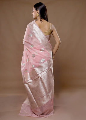 Pink Organza Saree With Blouse Piece - Indian Silk House Agencies