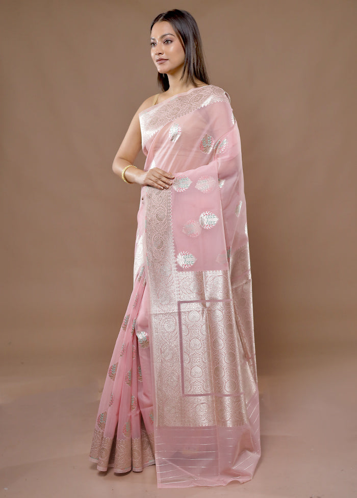 Pink Organza Saree With Blouse Piece - Indian Silk House Agencies