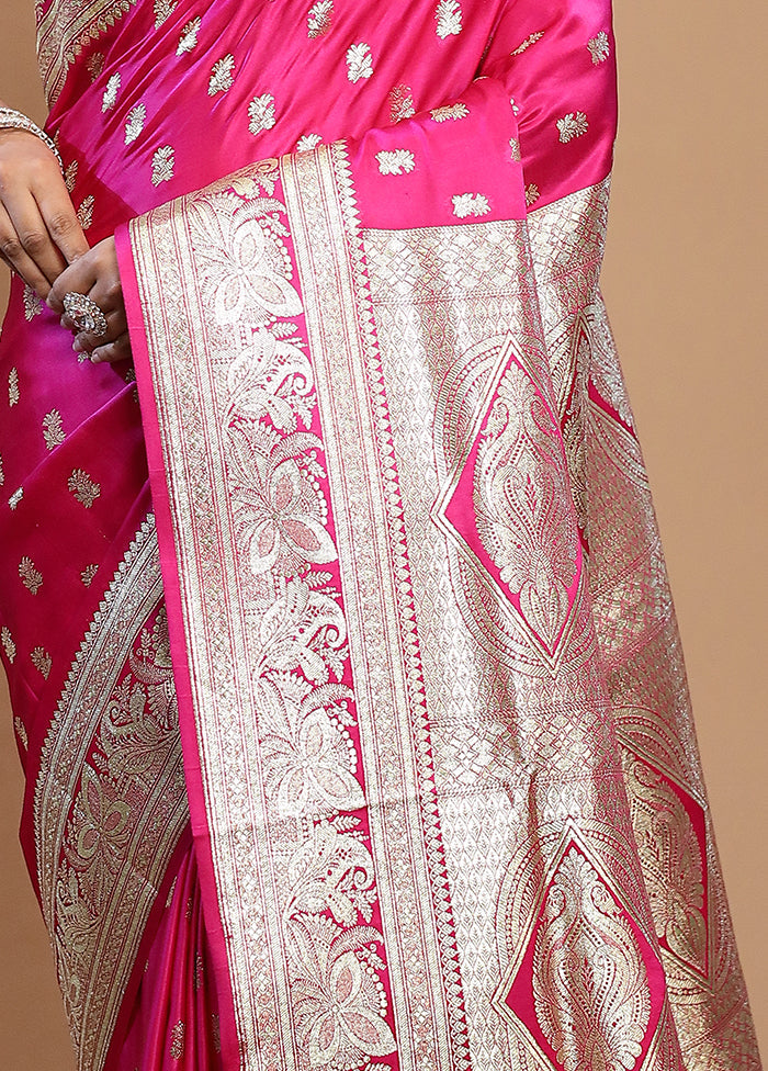 Pink Banarasi Silk Saree With Blouse Piece - Indian Silk House Agencies