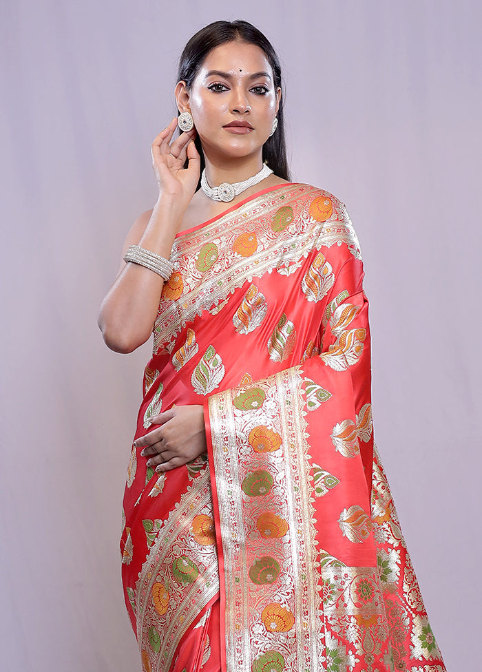 Pink Banarasi Pure Silk Saree With Blouse Piece - Indian Silk House Agencies