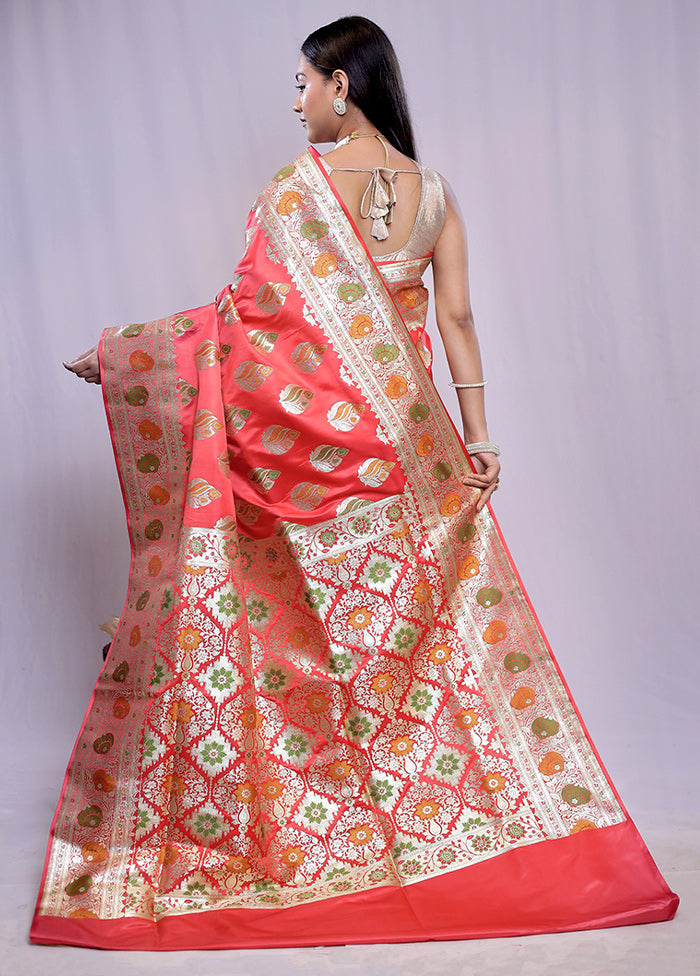 Pink Banarasi Pure Silk Saree With Blouse Piece - Indian Silk House Agencies