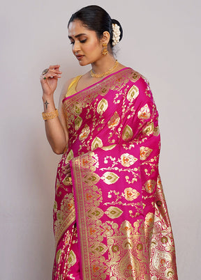 Pink Banarasi Pure Silk Saree With Blouse Piece - Indian Silk House Agencies