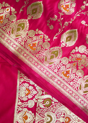 Pink Banarasi Pure Silk Saree With Blouse Piece - Indian Silk House Agencies