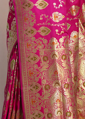 Pink Banarasi Pure Silk Saree With Blouse Piece - Indian Silk House Agencies