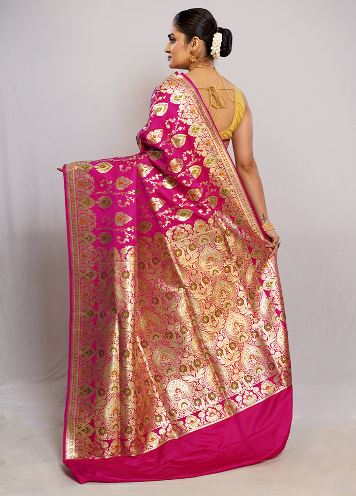 Pink Banarasi Pure Silk Saree With Blouse Piece - Indian Silk House Agencies