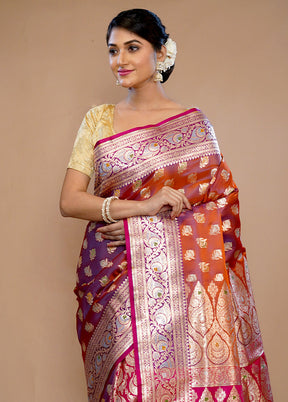 Pink Banarasi Silk Saree With Blouse Piece - Indian Silk House Agencies