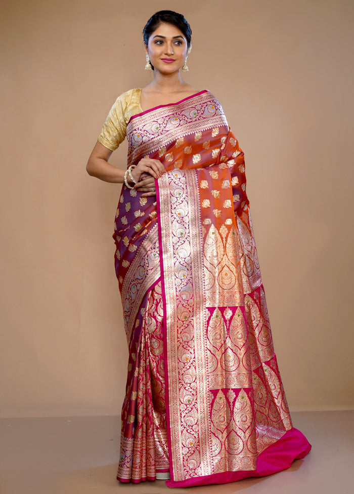 Pink Banarasi Silk Saree With Blouse Piece - Indian Silk House Agencies