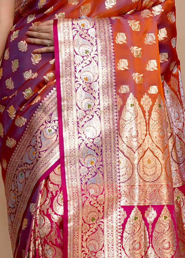 Pink Banarasi Silk Saree With Blouse Piece - Indian Silk House Agencies