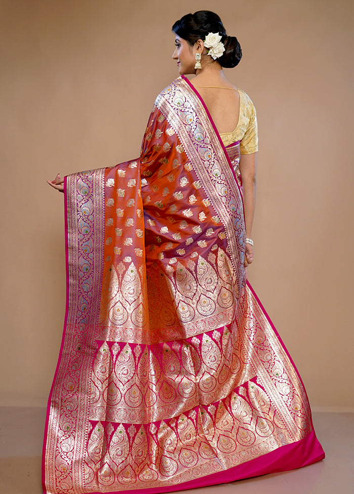 Pink Banarasi Silk Saree With Blouse Piece - Indian Silk House Agencies