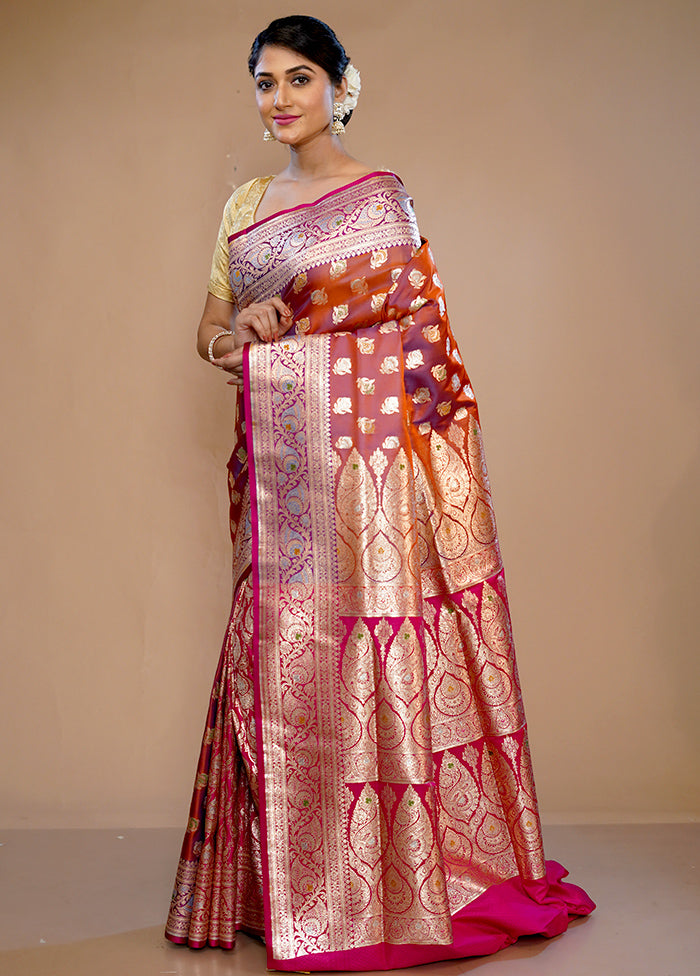 Pink Banarasi Silk Saree With Blouse Piece - Indian Silk House Agencies