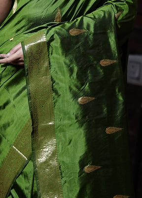 Green Katan Pure Silk Saree With Blouse Piece - Indian Silk House Agencies