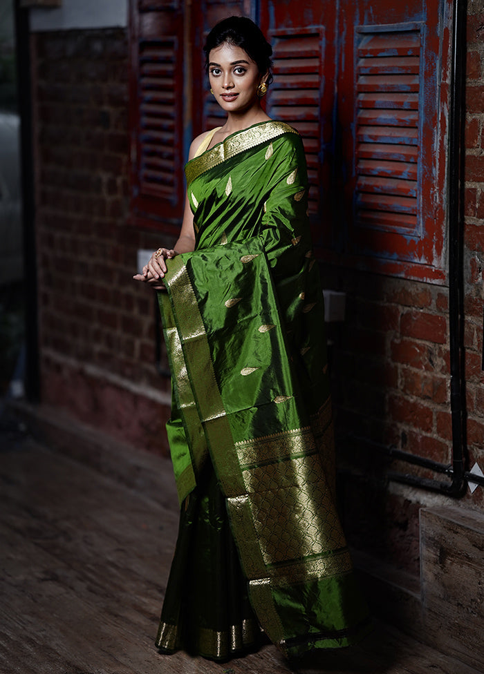 Green Katan Pure Silk Saree With Blouse Piece - Indian Silk House Agencies