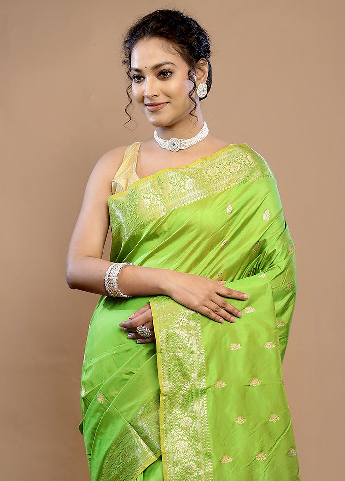 Green Katan Pure Silk Saree With Blouse Piece - Indian Silk House Agencies