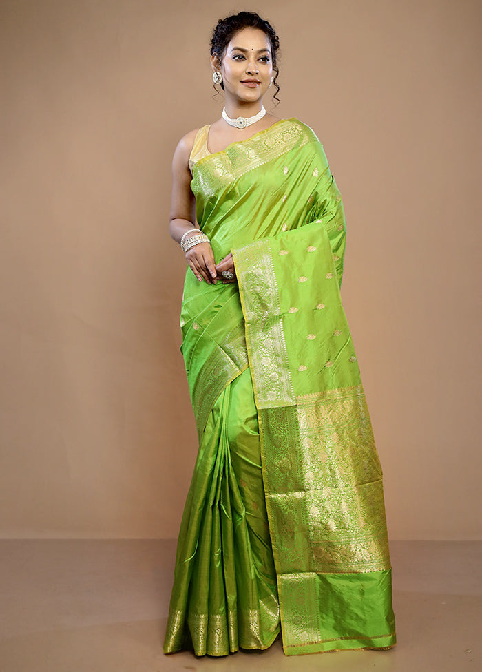 Green Katan Pure Silk Saree With Blouse Piece - Indian Silk House Agencies