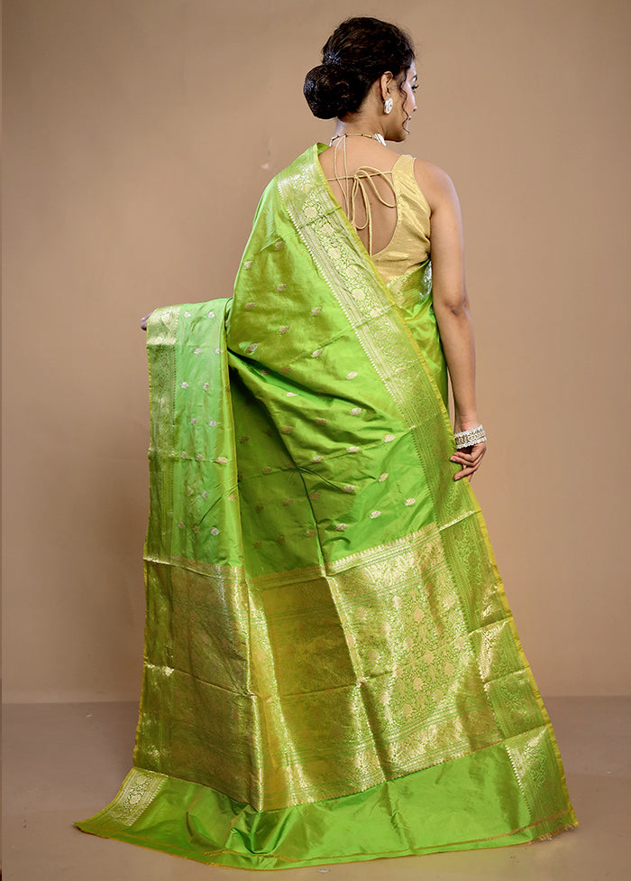 Green Katan Pure Silk Saree With Blouse Piece - Indian Silk House Agencies