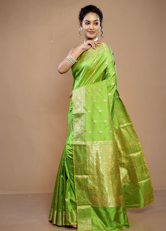 Green Katan Pure Silk Saree With Blouse Piece - Indian Silk House Agencies