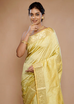 Cream Katan Pure Silk Saree With Blouse Piece - Indian Silk House Agencies