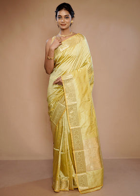 Cream Katan Pure Silk Saree With Blouse Piece - Indian Silk House Agencies