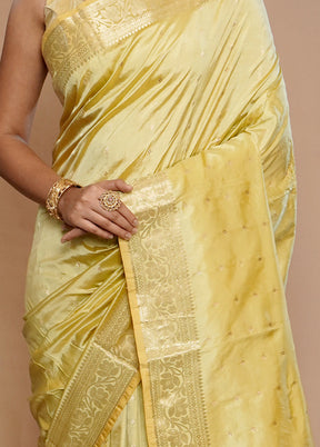 Cream Katan Pure Silk Saree With Blouse Piece - Indian Silk House Agencies