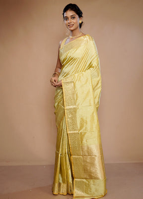 Cream Katan Pure Silk Saree With Blouse Piece - Indian Silk House Agencies