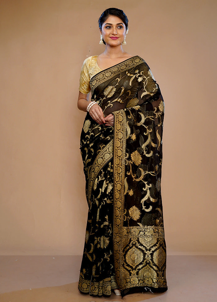 Black Georgette Saree With Blouse Piece - Indian Silk House Agencies