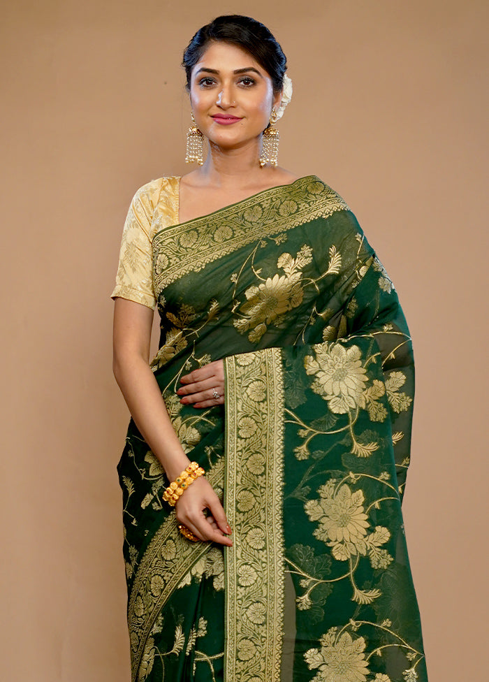 Green Georgette Saree With Blouse Piece - Indian Silk House Agencies