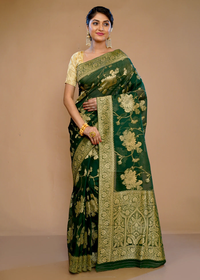 Green Georgette Saree With Blouse Piece - Indian Silk House Agencies