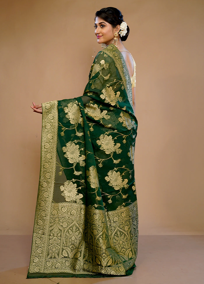 Green Georgette Saree With Blouse Piece - Indian Silk House Agencies