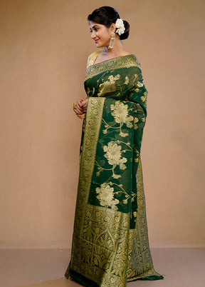 Green Georgette Saree With Blouse Piece - Indian Silk House Agencies