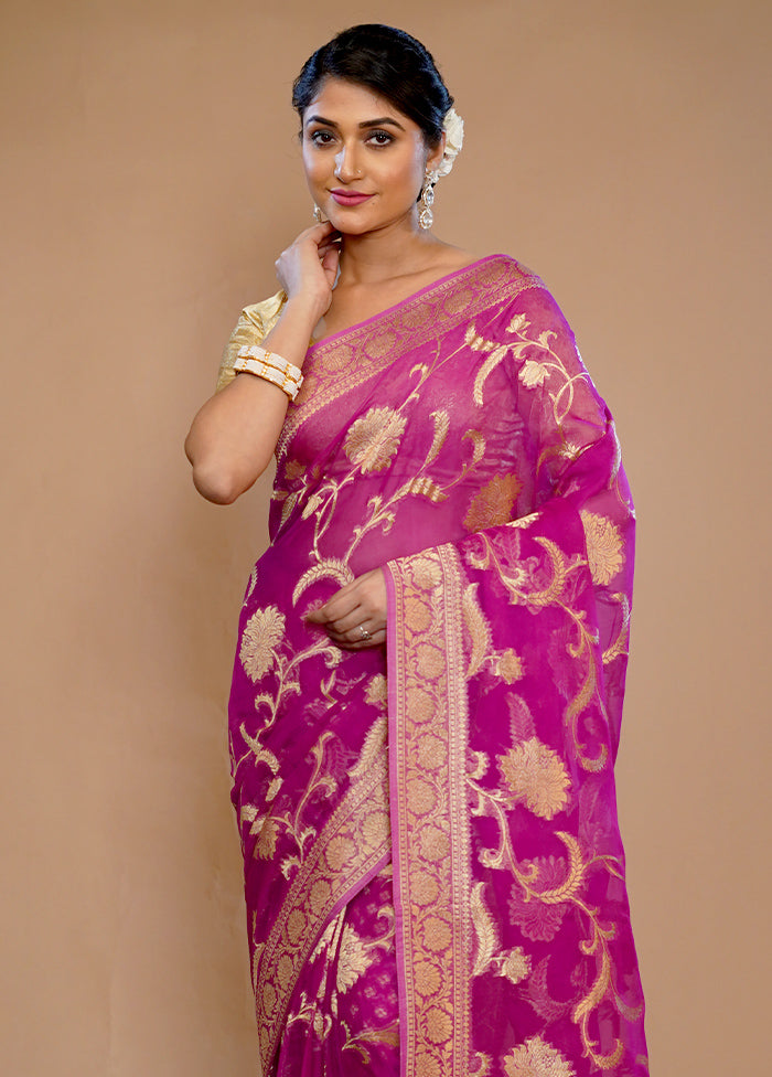 Pink Georgette Saree With Blouse Piece - Indian Silk House Agencies