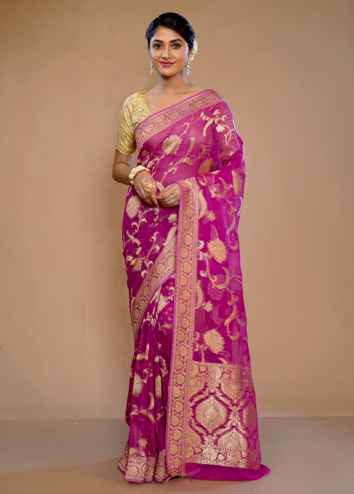 Pink Georgette Saree With Blouse Piece - Indian Silk House Agencies