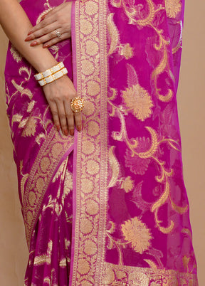 Pink Georgette Saree With Blouse Piece - Indian Silk House Agencies