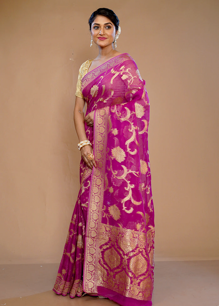 Pink Georgette Saree With Blouse Piece - Indian Silk House Agencies