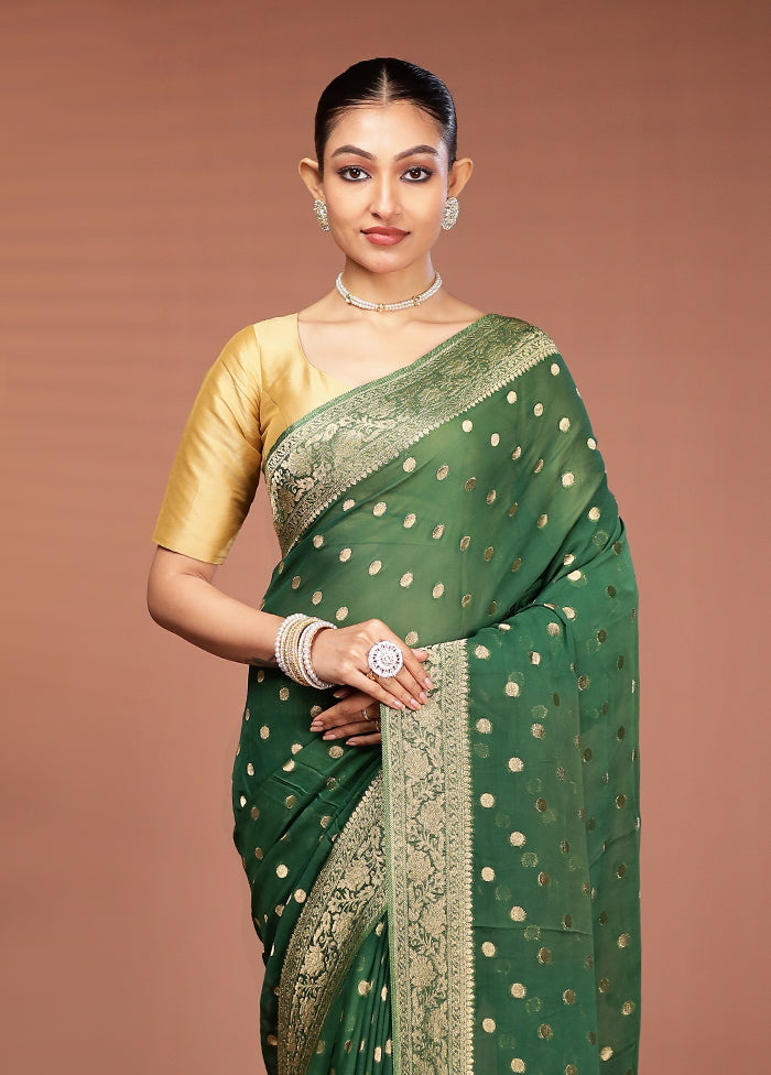 Green Georgette Saree With Blouse Piece