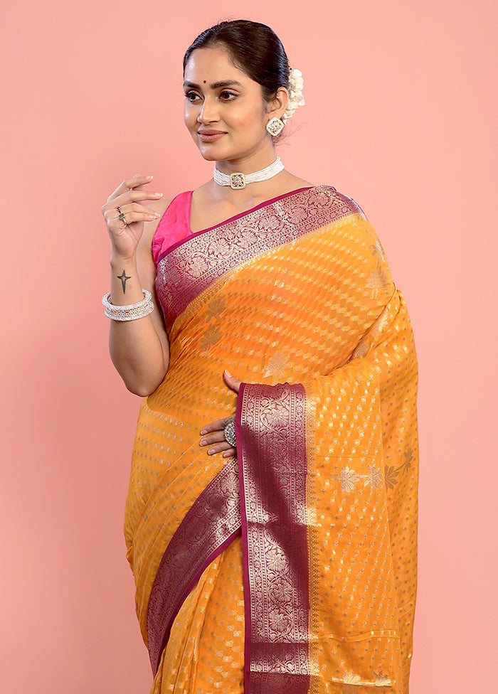 Yellow Georgette Saree With Blouse Piece - Indian Silk House Agencies