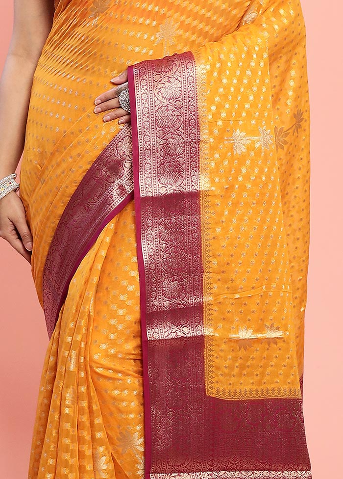 Yellow Georgette Saree With Blouse Piece - Indian Silk House Agencies